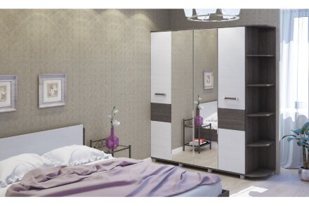 Шкаф четырехстворчатый с зеркалом В41 Виора, Ясень Анкор 