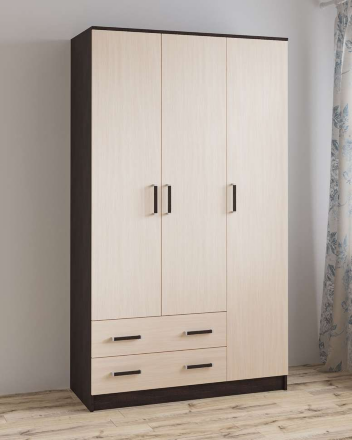 Шкаф 3-х дверный Лагуна, Венге/ Дуб молочный 