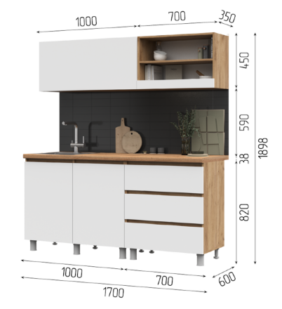 Кухонный гарнитур Хелен 1,7 м 