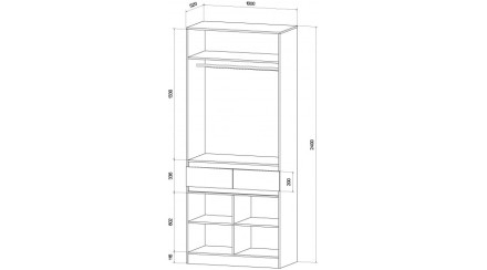 Шкаф 2-х створчатый Ленора, Дуб вотан/Кашемир 