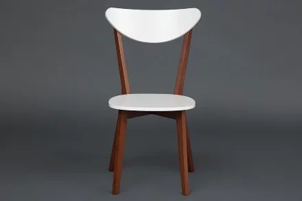 Стул жесткое сиденье MAXI (Макси), белый + коричневый 