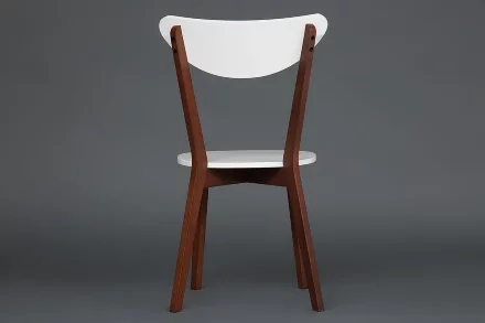 Стул жесткое сиденье MAXI (Макси), белый + коричневый 