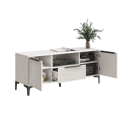 Тумба ТВ 1,35 Кимберли, Белый/Белый глянец 