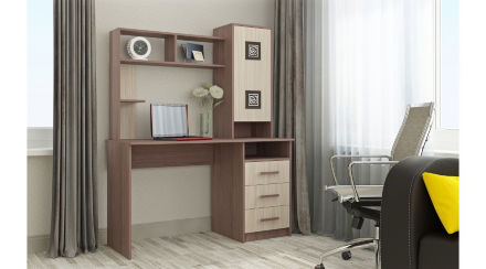 Стол компьютерный Фаворит,  Ясень Шимо комбинированный 