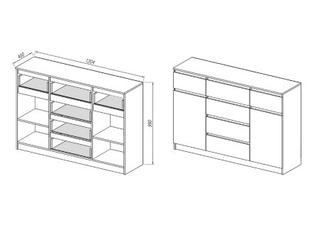 Комод Мори МК 1200.4 графит 